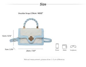 Sac à bandoulière chic en tissu et cuir PU, petit sac à main tendance avec fermeture à rabat pour femmes urbaines - Product Image 6