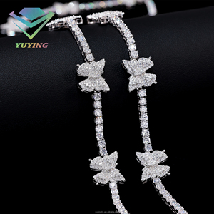 Collier tendance papillon, chaîne tennis, diamant moissanite VVS, passe le testeur de diamants, certificat GRA, argent sterling 925, unisexe - Product Image 2