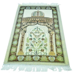 Tapis de prière pliable portable pour musulmans en voyage, tapis de prière de poche, tapis de prière islamique doux et imperméable avec boussole, cadeau - Product Image 1
