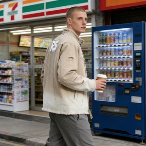 Chaquetas <span class=keywords><strong>de</strong></span> Lona <span class=keywords><strong>con</strong></span> Apliques Desgastados y Decolorados por el Sol, Estilo Vintage, para Hombre, Chaquetas <span class=keywords><strong>de</strong></span> Motociclista <span class=keywords><strong>con</strong></span> Remaches - Product Image 2