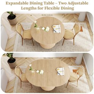 Mesa de Comedor Extensible Ovalada SENYU de Estilo Nórdico Moderno, Ahorra Espacio, con MDF y Metal, de 47 a 63 Pulgadas, para 4-8 Personas, Muebles para Comedor - Product Image 4