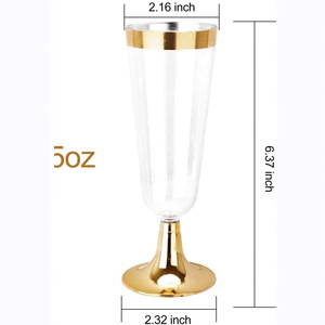 Flûte Lunghe Isolate in Vetro Rosso Phnom Penh da 6oz, Usa e Getta, Ecologiche, di Lusso, Personalizzate con Stampa Divisa, in PS Trasparente Elettroplaccato - Product Image 1