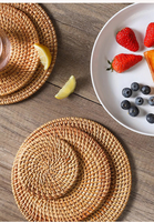 Tapis en rotin tissé à la main résistant à la chaleur, sets de table et sous-verres tissés pour la maison, pour bols, assiettes, théières, table à manger, écologiques