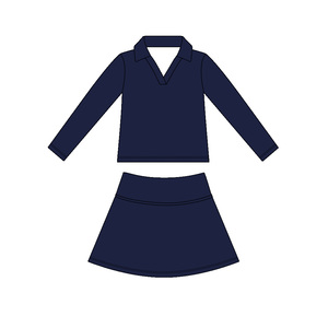 GSD1590 rts Ensemble de yoga pour petite fille active, jupe à imprimé uni bleu et violet, tenue d'été à manches longues pour enfants - Product Image 3