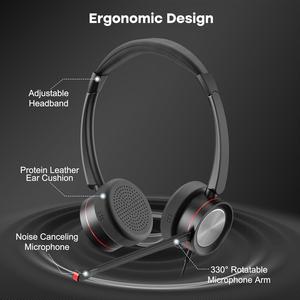 Auriculares USB para centro de llamadas AI ENC con micrófono con cancelación de ruido, control de volumen y trabajo silencioso con Microsoft Teams y <span class=keywords><strong>Skype</strong></span> Empresarial - Product Image 5