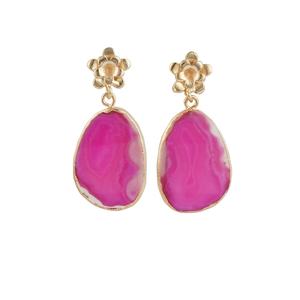 Boucles d'oreilles en agate avec pierres précieuses naturelles, en forme de goutte, en or galvanisé, cadeau pour femmes et filles, bijoux, cadeau pour femmes - Product Image 1