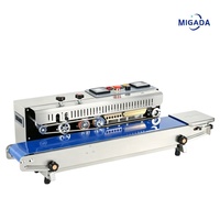 Machine de scellage horizontale électrique à roue d'encre continue pour le marquage de dates, scelleuse thermique pour sacs en plastique PVC, usage commercial et domestique