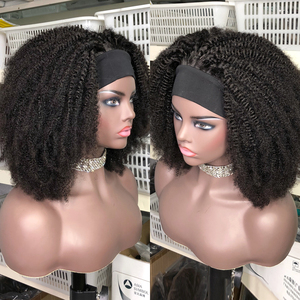 FYX Hair Perruque Bandeau <span class=keywords><strong>Foulard</strong></span> <span class=keywords><strong>Cheveux</strong></span> Humains Courts Bouclés <span class=keywords><strong>Afro</strong></span> Kinky Brésiliens Remy - Product Image 3