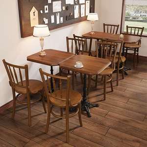 Juego de Mesa y Sillas de Comedor de Diseño Moderno en Madera Maciza Color Nogal para Restaurante, Cafetería, Hotel y Tienda de Café - Fácil de Limpiar - Product Image 4