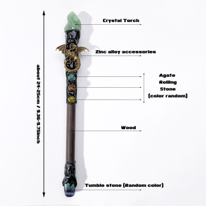 Bán buôn tinh thể tự nhiên ngọn đuốc ma thuật scepter Halloween trang trí phù thủy Wand lễ hội Prop - Product Image 2