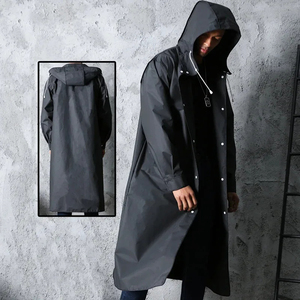 <span class=keywords><strong>Impermeabile</strong></span> Lungo Antivento Nero alla Moda per Adulti con Cappuccio per Uomo e Donna in EVA per Attività all'Aperto come Moto ed Escursionismo - Product Image 3