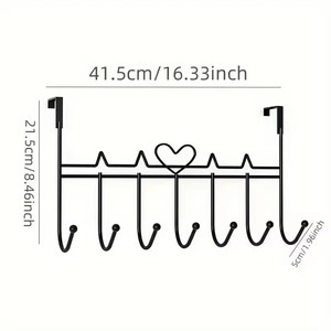 7Hook Heart-Shaped Door <b>Hooks</b> Punch-free Hanging Clothes Storage Rack Bedroom Kitchen Bathroom Organizer Storage Accessories - Product Image 4