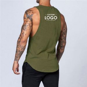 เสื้อกล้ามผู้ชาย OEM ราคาถูก พิมพ์ลายตามสั่ง เสื้อกล้ามออกกำลังกายผ้าฝ้าย เสื้อกล้ามชายแบบร่อง - Product Image 1