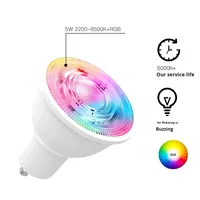 Projecteur LED intelligent Tuya Zigbee pour maison connectée, commande vocale, compatible Android, RGBCW, intensité variable, synchronisation musicale, Alexa, interface GU10, 5W