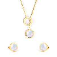Ensemble de Bijoux Ason Fashion en Acier Inoxydable Plaqué Or 18K avec Zircon Personnalisé Boucles d'Oreilles et Collier pour Femmes et Filles