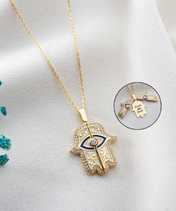 Cá Nhân Ẩn Tên Necklacesecret Tin Nhắn Tay Mặt Dây Chuyền Bảo Vệ Amulet Hamsa Thời Trang Hàng Ngày Mặc Đồ Trang Sức Cho Phụ Nữ - Product Image 3