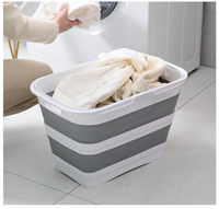 Panier à linge pliable avec pieds réglables en PP+TPR, imperméable, avec poignée, gain de place, style minimaliste, portable pour la maison