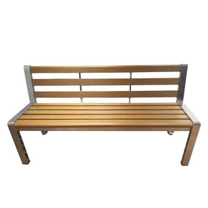 Ssyou Outdoor <b>Bench</b> 304 Stainless Steel Wooden <b>Seat</b> Public Park Patio Chair Long <b>Bench</b> - Product Image 5