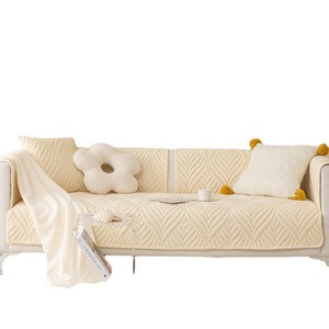 Winter <b>Sofa</b> Cushions Fleece Plush Pad Type 90-140cm Non Slip Thickened Seat <b>Covers</b> <b>For</b> Living Room Beige Milky White Khaki - Product Image 5