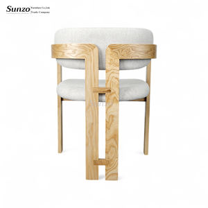 Silla de Comedor Moderna de Lujo en Madera Maciza con Cojín Tapizado para Restaurante, Sala de Estar o Villa - Product Image 4