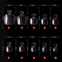 300 Pièces Autocollants d'ongles artificiels transparents à couverture complète, motif ciel étoilé, longueur 5,0 cm, forme carrée/en C/en tube, CE
