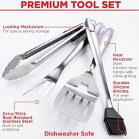 Ensemble d'outils de barbecue en acier inoxydable robustes pour hommes gril extérieur spatule fourchette brosse pinces accessoires et cadeaux pratiques