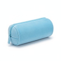 Trousse à crayons en peluche ronde, tube de 20 cm x 7 cm de diamètre, fermeture éclair longitudinale, étui à crayons personnalisé avec logo cousu, mignon, vente en gros