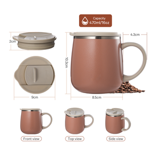 Cách điện cốc cà phê với xử lý trượt nắp cho Splash-proof 16oz rượu vang thủy tinh hình dạng phích Tumbler chân không thép không gỉ - Product Image 2