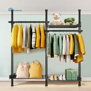 Yijiale lemari pakaian anak-anak, lemari penyimpanan baju portabel sistem tiang kombinasi dapat dilipat