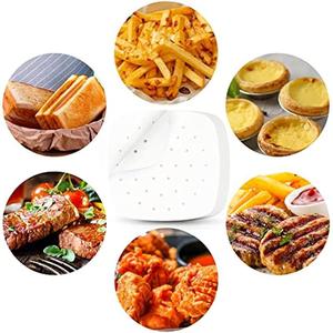 Square Perforated Steamer Paper White Silicone Food Grade Air Fryer Liner For Steaming Baking Cooking 38Gsm - Product Image 4