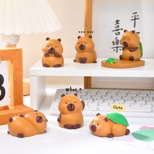 Cute Resin Capybara Figurine With Turtle Shell Portable Car Dashboard Ornament Cartoon Style Home Phone Holder Decor - Product Image 3