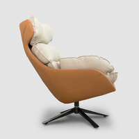 Fauteuil pivotant de massage doux au toucher blanc 360 ° en cuir ultrafibre et éponge haute résilience canapé pouf de loisirs paresseux