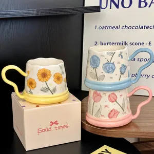 Taza <span class=keywords><strong>de</strong></span> Porcelana Fina BAMBUS, Estilo Pastoral, con Diseño <span class=keywords><strong>de</strong></span> Tulipanes, Ecológica, <span class=keywords><strong>de</strong></span> Gran Capacidad, <span class=keywords><strong>para</strong></span> Mujeres, Oficina, Hogar, <span class=keywords><strong>Desayuno</strong></span>, <span class=keywords><strong>Regalo</strong></span> - Product Image 1