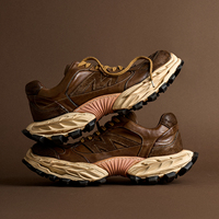 Baskets montantes vintage en cuir véritable lavé pour homme, à lacets, style papa, avec plateforme épaisse, amortissantes, respirantes et légères