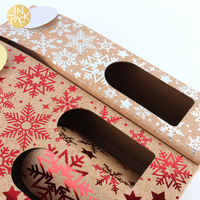 EN PACK argent rouge feuille flocon de neige personnalisé une deux bouteilles boîte de papier de vin ondulé emballage de noël boîte-cadeau avec poignée en corde
