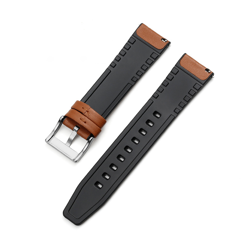 COOLYEP Leather with Silicone I Watch Strap 20mm 22mm Smart Watch Band Top Layer Leather Watch Strap