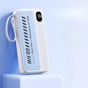 <span class=keywords><strong>Nouvelle</strong></span> batterie externe 20000mAh avec écran LED, 4 câbles de charge intégrés, design élégant compatible avec tous les téléphones - Product Image 3