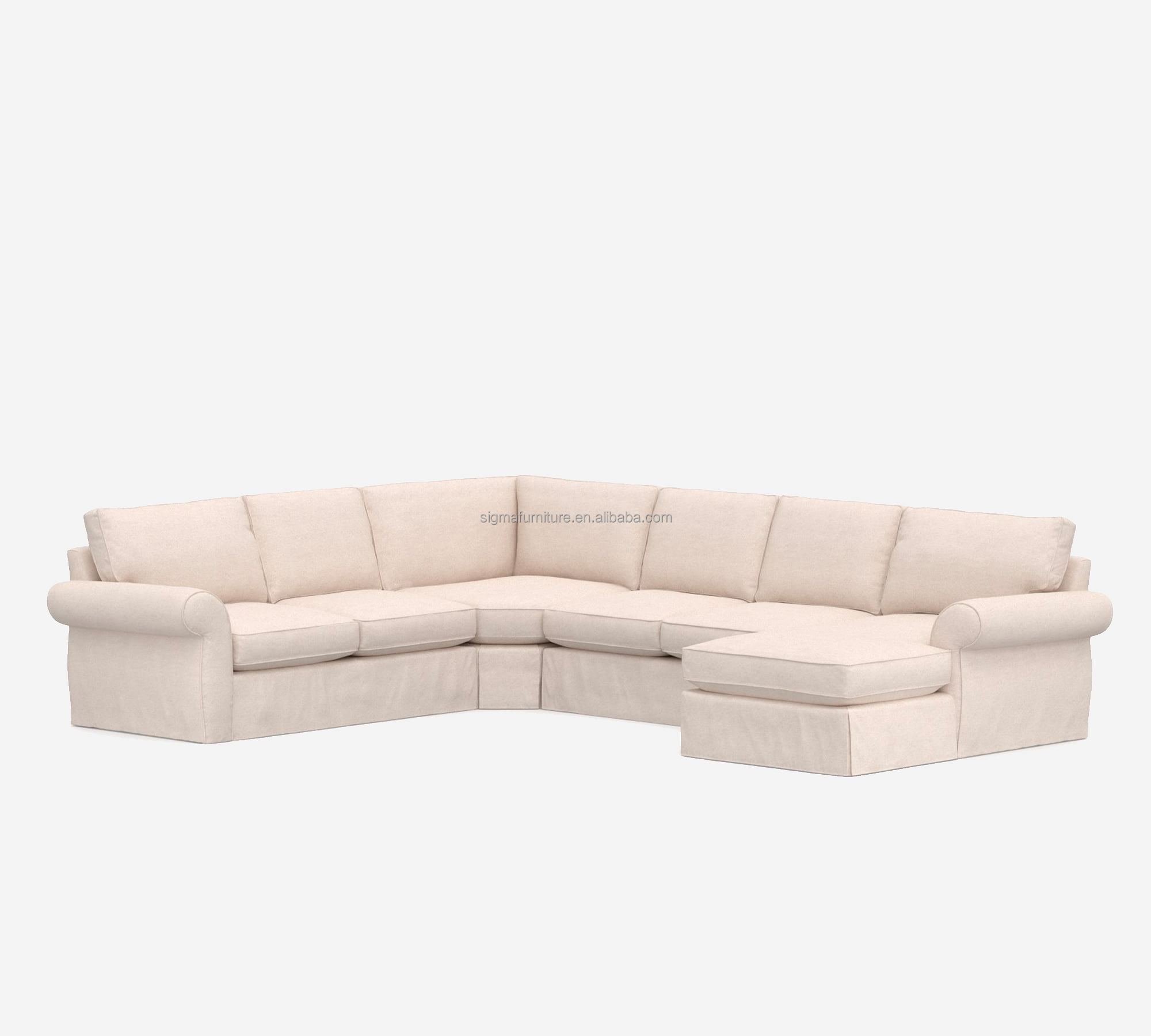 Luxury modern sectional L-shape coach fabric sofa set modular with Corner sofa and chaise sofa bed