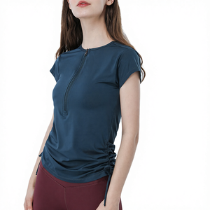 Nuevas llegadas: Tops cortos de media cremallera para mujer con cordón ajustable frontal, transpirables, suaves, estilo corsé, de lujo, a la moda, de ajuste regular. - Product Image 3