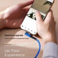 Kabel Pengisi Daya Ponsel USB-A ke Type-C 30 Derajat Sudut Miring, Panjang 1/2/3m, Anyaman Nilon, untuk Smartphone dan Pad, Transfer Data