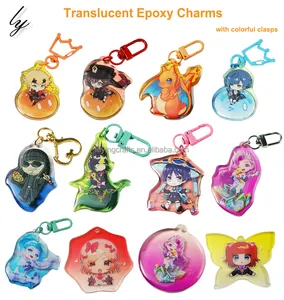 Custom Translucent Shiny Acrylic Epoxy Charm Gradient Resin Acrylic Keychains