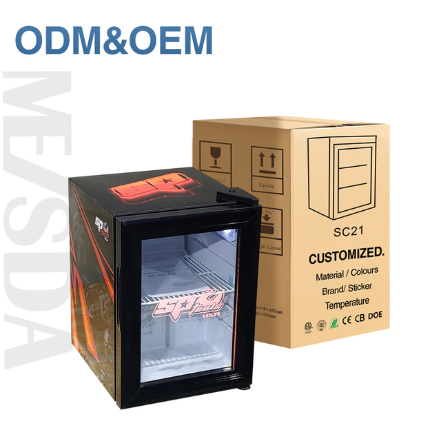 Meisda SC21 Mini Counter Top Milk Beverage Refrigerator Glass Door Display Cooler for Small Fridge Display