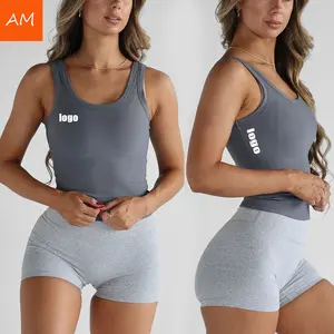 OEM Yoga Halter Crop Top Nylon Spandex Sporty Crop Top Fitness Ribbed Slim Fit Crop Top