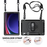Casing Tablet Kokoh Anti Jatuh dengan Tali Pegangan Aman dan Stand 360 Derajat untuk Samsung Galaxy Tab S9 12.4 Inch SM-X730 SM-X736B