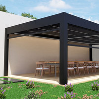 Pergola motorisée intelligente 10x20 pieds en aluminium thermolaqué, système de panneaux solaires, toit à lames orientables automatiques, écran LED, nature