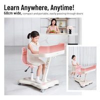 Tenwin 2802-8-9 OEM – Ensemble table et chaise ergonomique en plastique rose mobile pour enfants, idéal pour l'apprentissage, la chambre et le bureau à domicile
