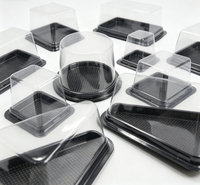 Conteneur alimentaire jetable et recyclable en papier japonais pour sushis, avec couvercles transparents en PET