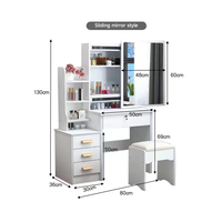 Armoires de rangement cachées tendance, étagères ouvertes, commode avec miroirs amovibles, coiffeuse avec miroir LED, tables de maquillage