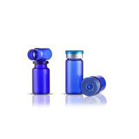 Flacon en verre tubulaire bleu miniature vide de 3 ml, 5 ml, 7 ml, 10 ml, flacon de test avec bouchon et joint en caoutchouc