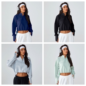 Autumn Yoga Wear Long-sleeved <strong>Half</strong>-zipper Sports Sweatshirt for Women Loose Crop Top <strong>Jacket</strong> Women's Outdoor Running Sports Wear - Product Image 6